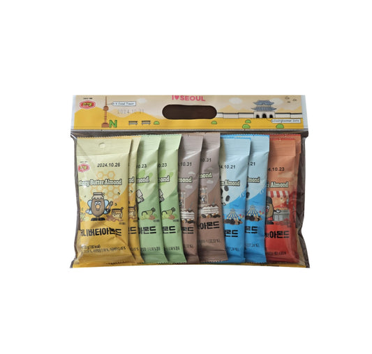Murgerbon Almond [ I love Seoul ] 5 Flavors x 2pks Package Total 10 Packs(total 270g) - Honey BUttet/Wasabi/Tiramisu/Cookie & Cream/Tteokbokki Flavor