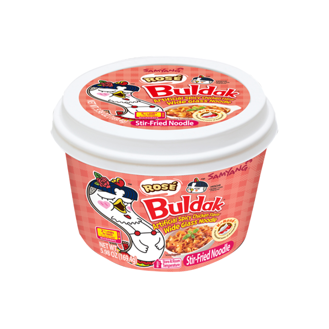 Samyang Hot Chicken Rose Wide Glass Noodle Big Bowl - Buldak Ramen (169.5g)