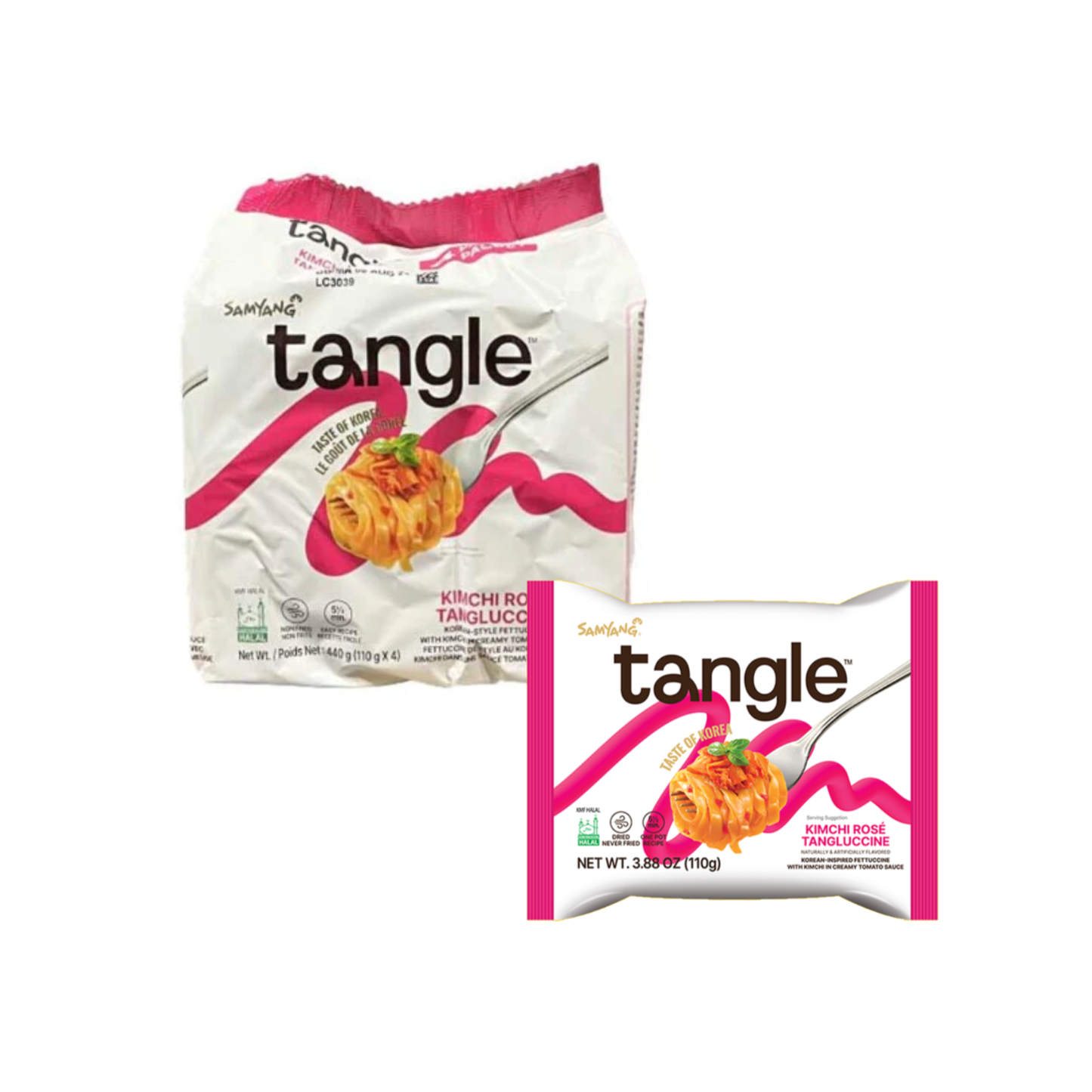 Samyang TANGLE Premium Kimchi Rose Pasta (110g, 110g x 4)