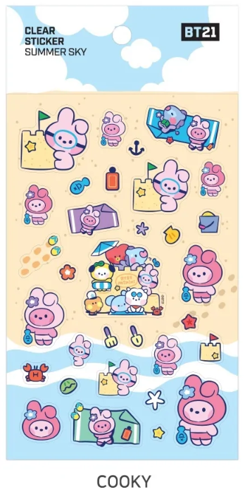 BT21 CLEAR STICKER SUMMER SKY