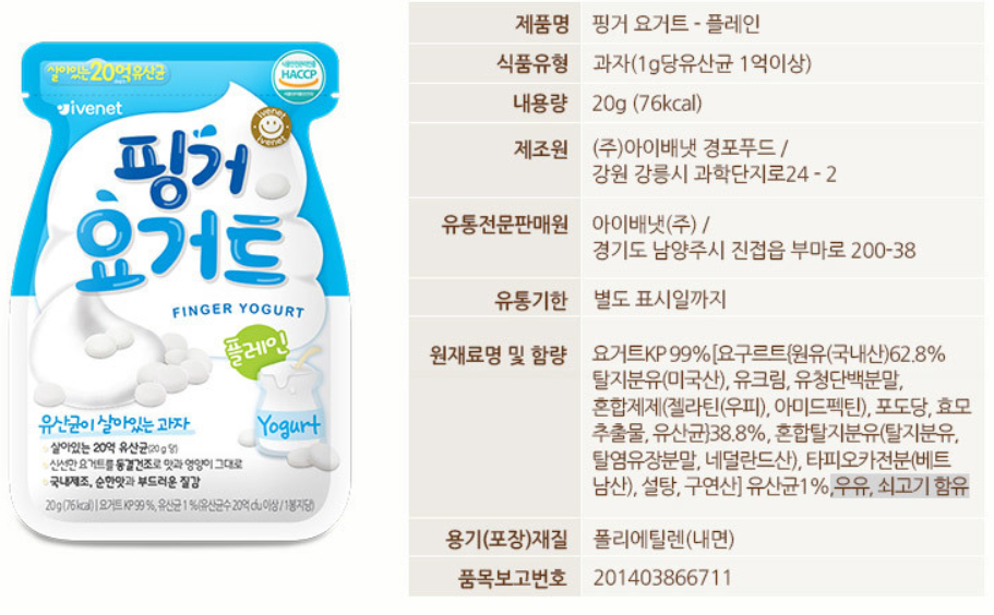 IVENET Bebe Finger Yogurt Snack Plain (20g) - CoKoYam