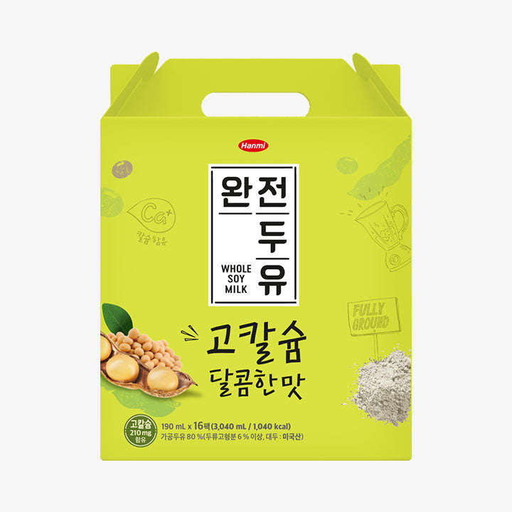 HANMI HEALTHCARE Whole Soy Milk Calcium Sweetened (190mlx6PK, 190mlx16PK) - COKOYAM