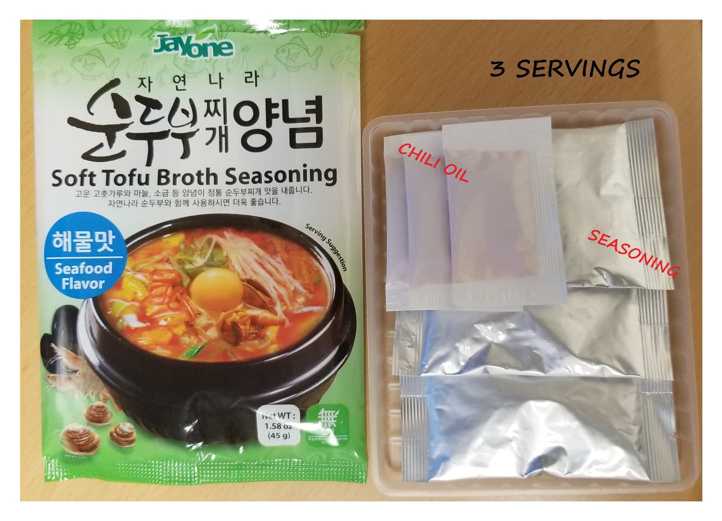 Jayone Soft Tofu Broth Seasoning Powder Seafood Flavor (45g) - CoKoYam