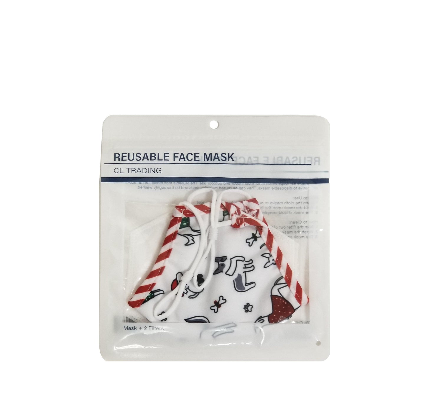 CL TRADING Washable Filter Pocket Face Mask w/Cute Dog Print & 2 Filters - CoKoYam