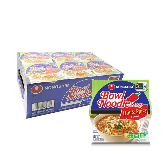 [BOX DEAL] Nongshim Hot & Spicy Noodle Bowl (86g x 12 Bowls) - COKOYAM