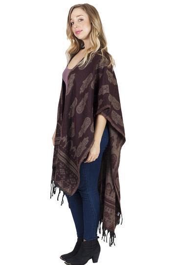 Harmonious Hamsa Fringe Shawl Wrap 41226 - CoKoYam