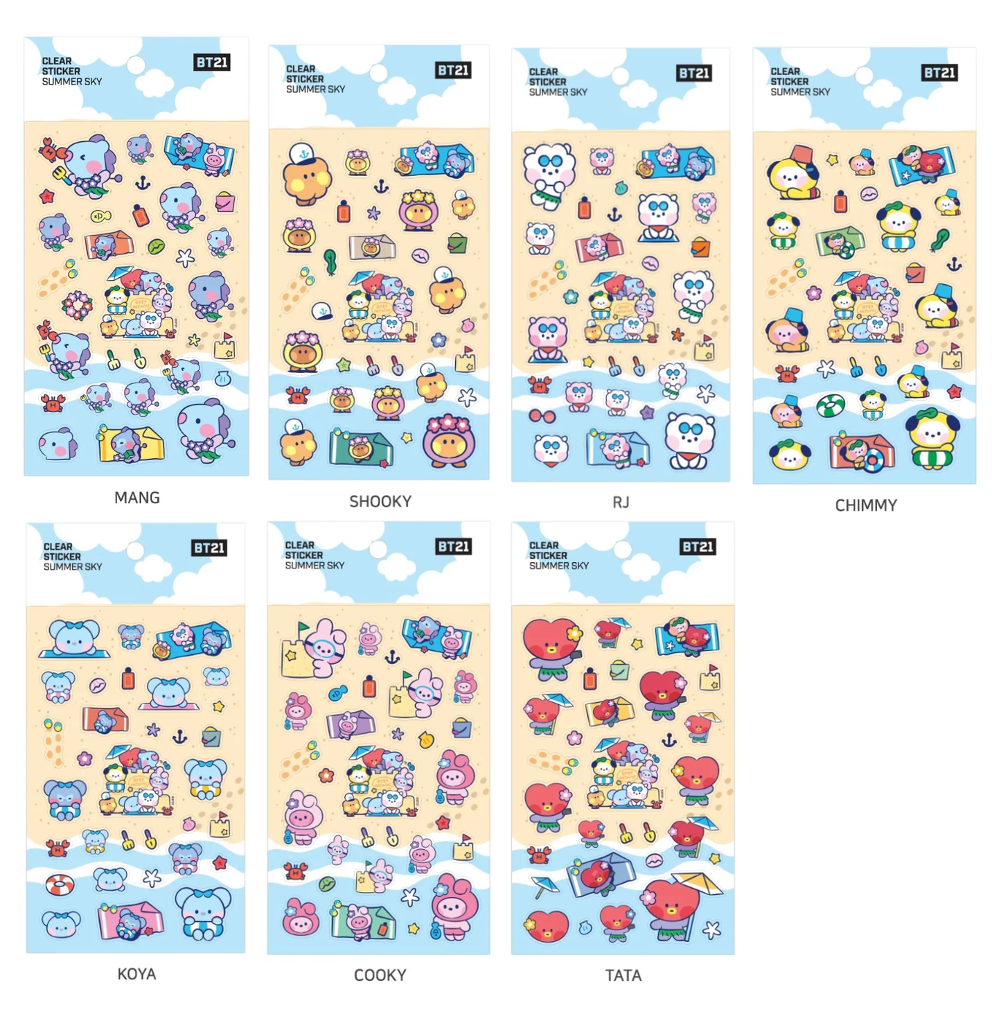BT21 CLEAR STICKER SUMMER SKY