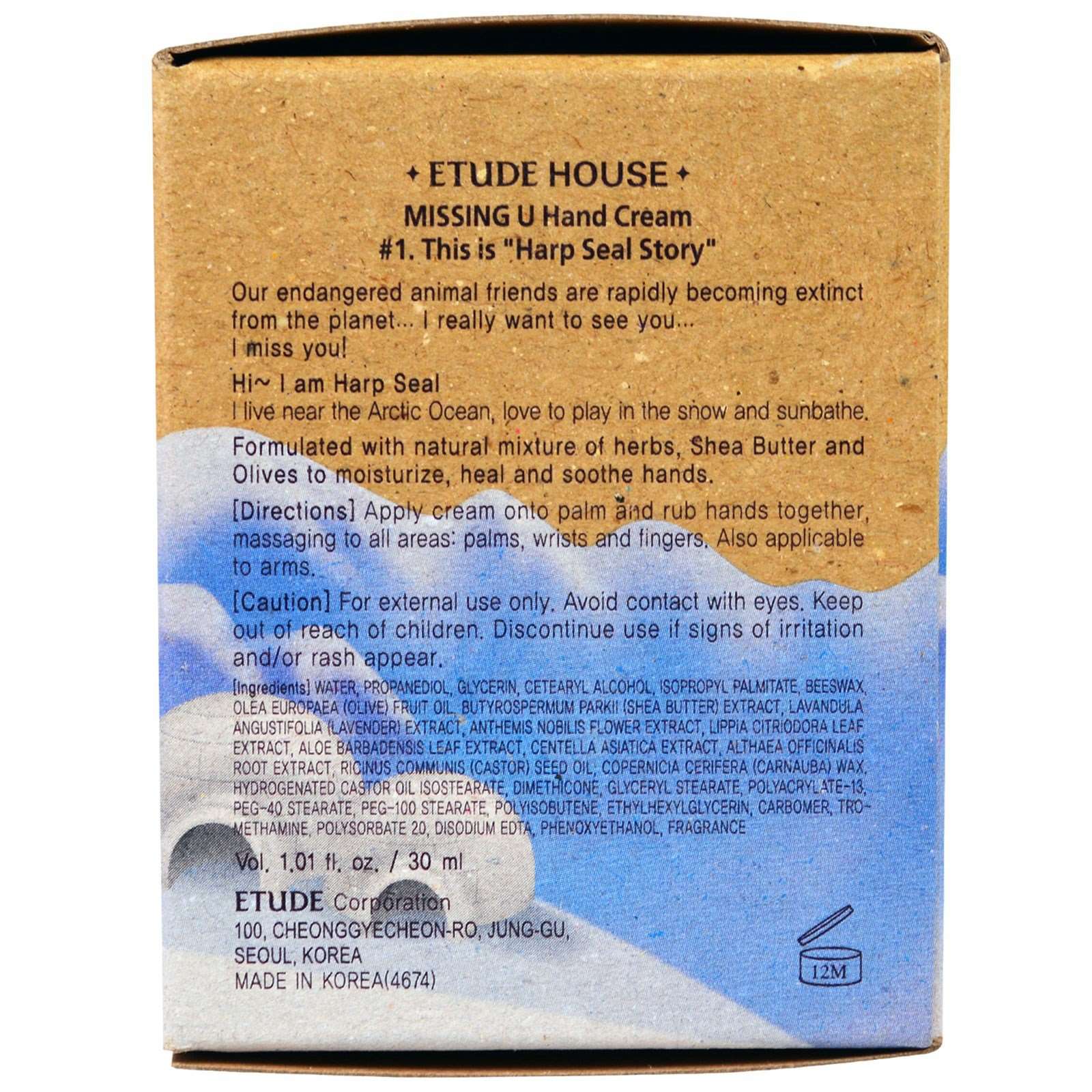 Etude House Missing U Hand Cream Harp Seals (30ml) - CoKoYam