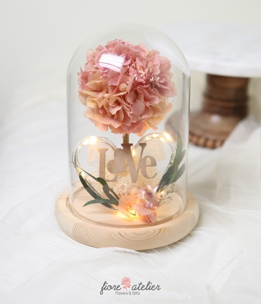FIORE ATELIER Preserved Flower Glass Dome with LED - Hydrangea with Love Valentine Day Gift - [Free Shipping Item] - CoKoYam