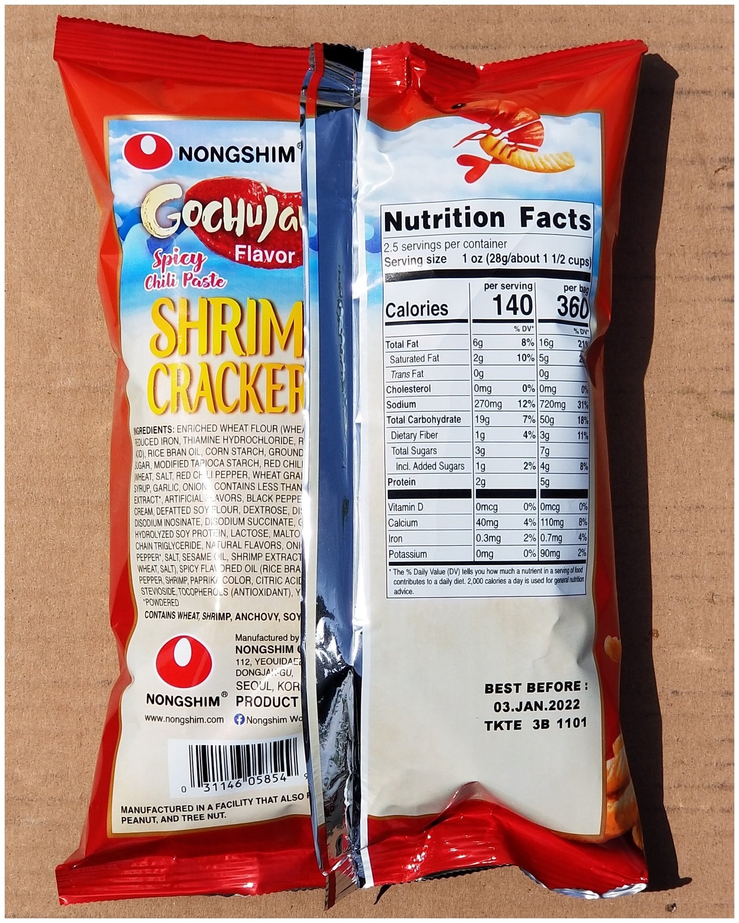 Nongshim Gochujang Shrimp Crackers  (75g) - COKOYAM