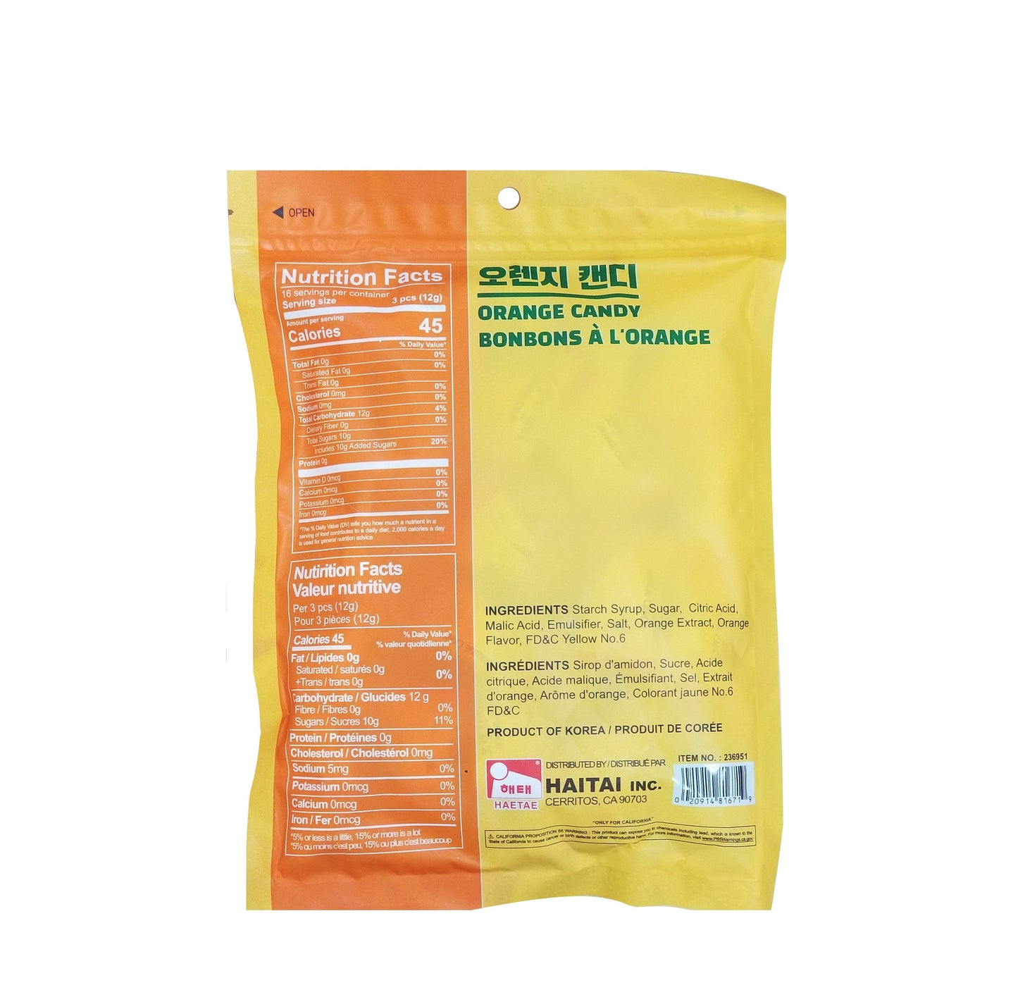 HaiTai Orange Candy (200g) - COKOYAM