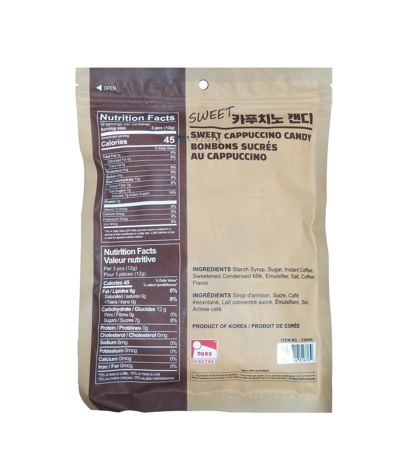 HaiTai Sweet Cappuccino Candy (200g) - COKOYAM