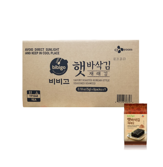 [Box Deal] CJ Bibigo Seaweed Seasoned Laver Jearea Gim Snack (5g x 8 x 9Bundle) - [Discounted Item(Foods)] - COKOYAM