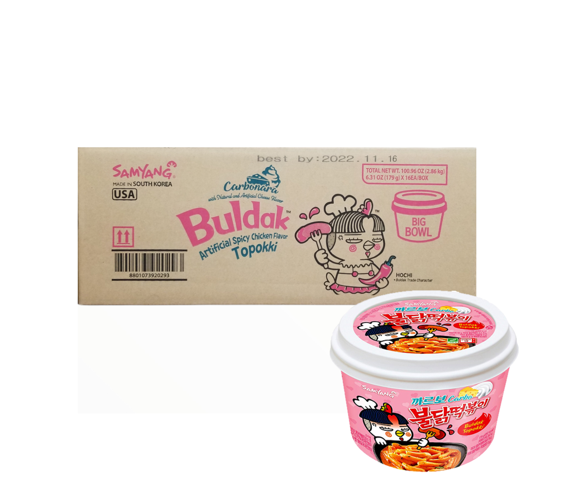 Box Deal] Samyang Carbonara Tteokbokki Big Bowl (179gX16
