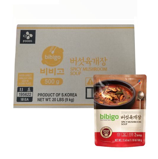 [BOX DEAL] Bibigo Mushroom Spicy Soup (500g x 18 Packs) - [Discounted Item (Foods)] - COKOYAM