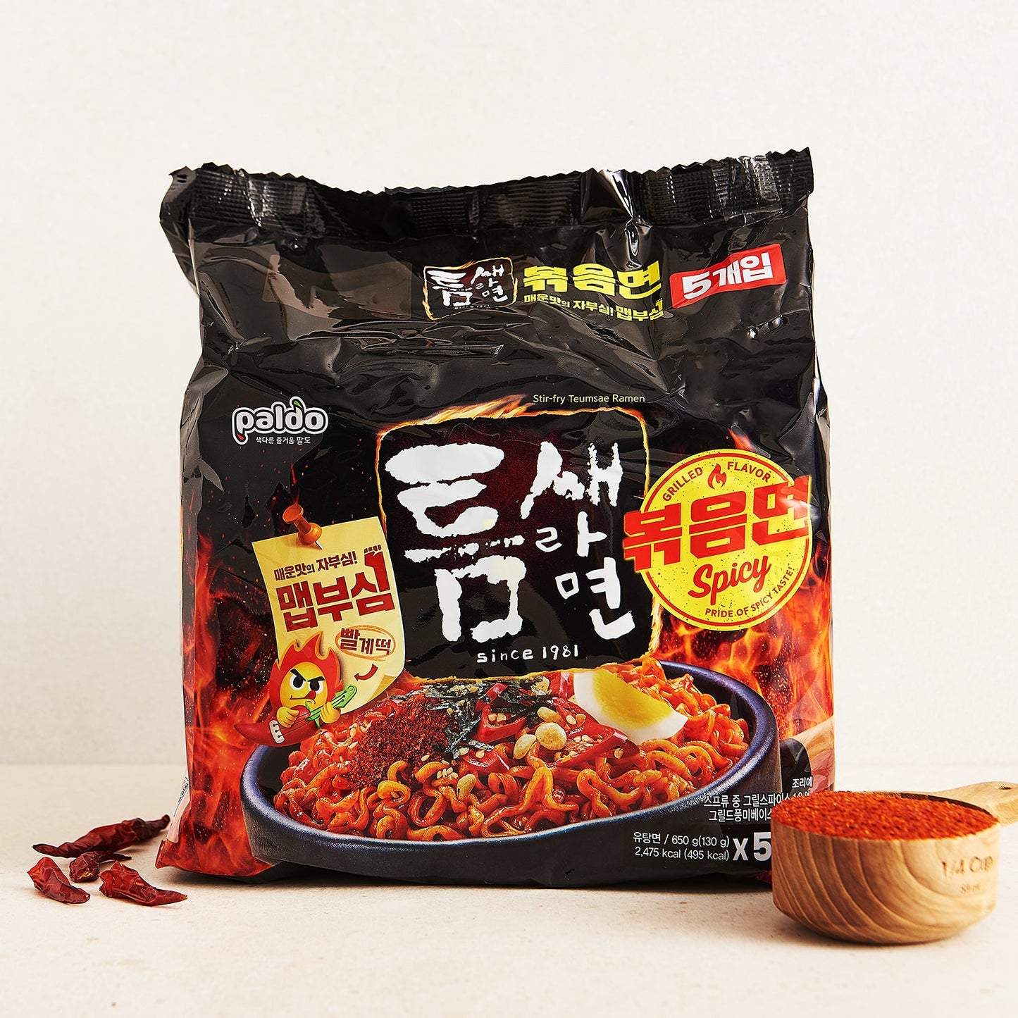 Paldo Teumsae Stir Fried Ramen 4 Pack (520g) - COKOYAM