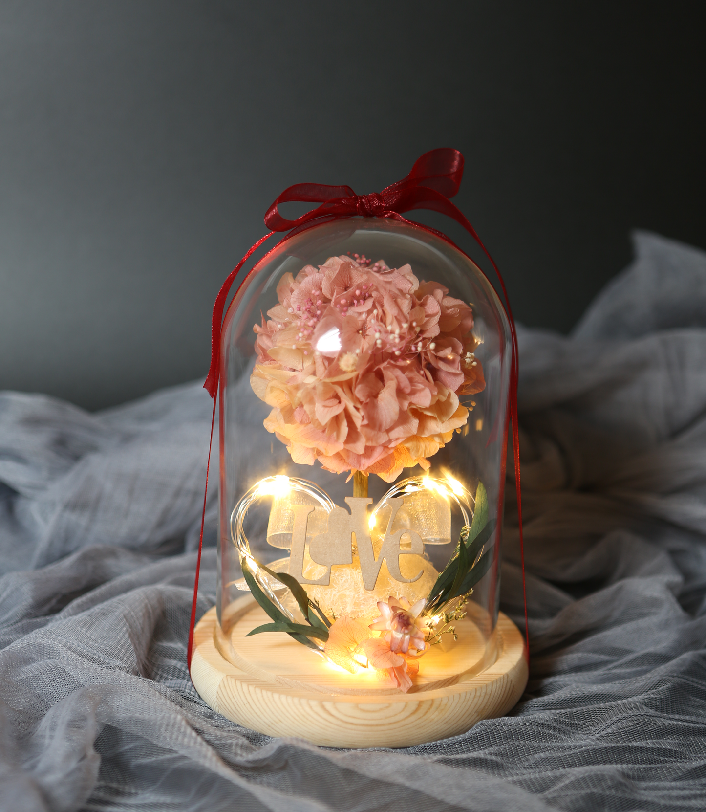 FIORE ATELIER Preserved Flower Glass Dome with LED - Hydrangea with Love Valentine Day Gift - [Free Shipping Item] - COKOYAM
