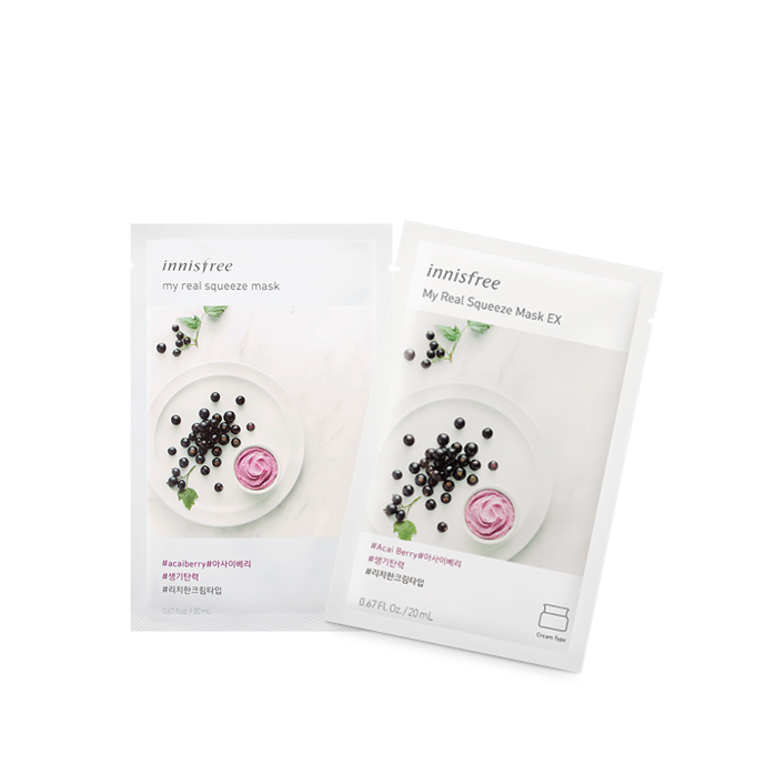 INNISFREE My Real Squeeze Masks - Each 2 Packs and Combo Sets - CoKoYam