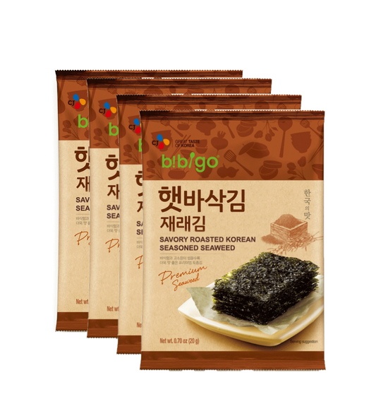 Bibigo Crispy Toasted Seaweed JAERAE GIM(20g x 4 Packs) - COKOYAM