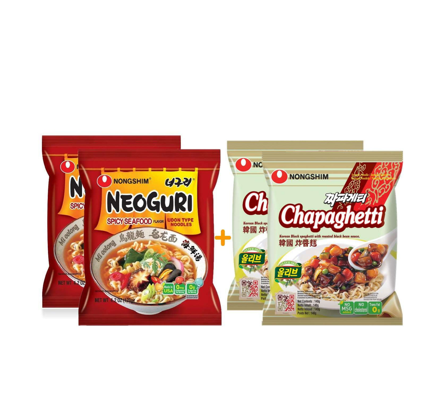 Nongshim Jjapaguri / Chapaguri (Ram-Don) Combo (Chapagetti 254g-2PK +Neoguri 240g-2PK) - Parasite: Wins 4 Oscars - CoKoYam
