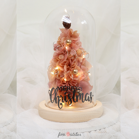FIORE ATELIER Preserved Flower Glass Dome With Led Christmas Pink - [Free Shipping Item] - COKOYAM