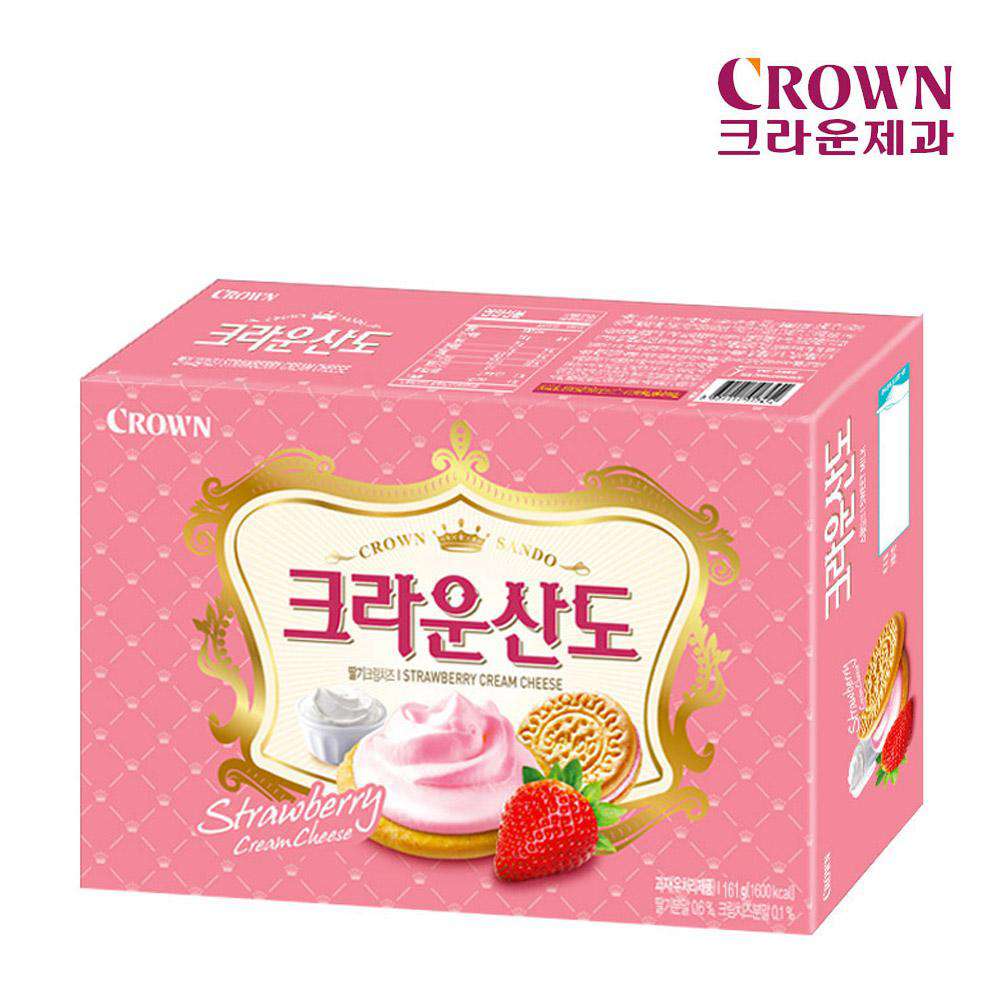 Crown Sando Biscuit Strawberry 8 Pack (161g) - CoKoYam