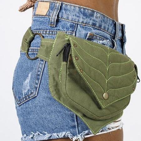 Cotton Two Leaf Pocket Waist Belt - CoKoYam