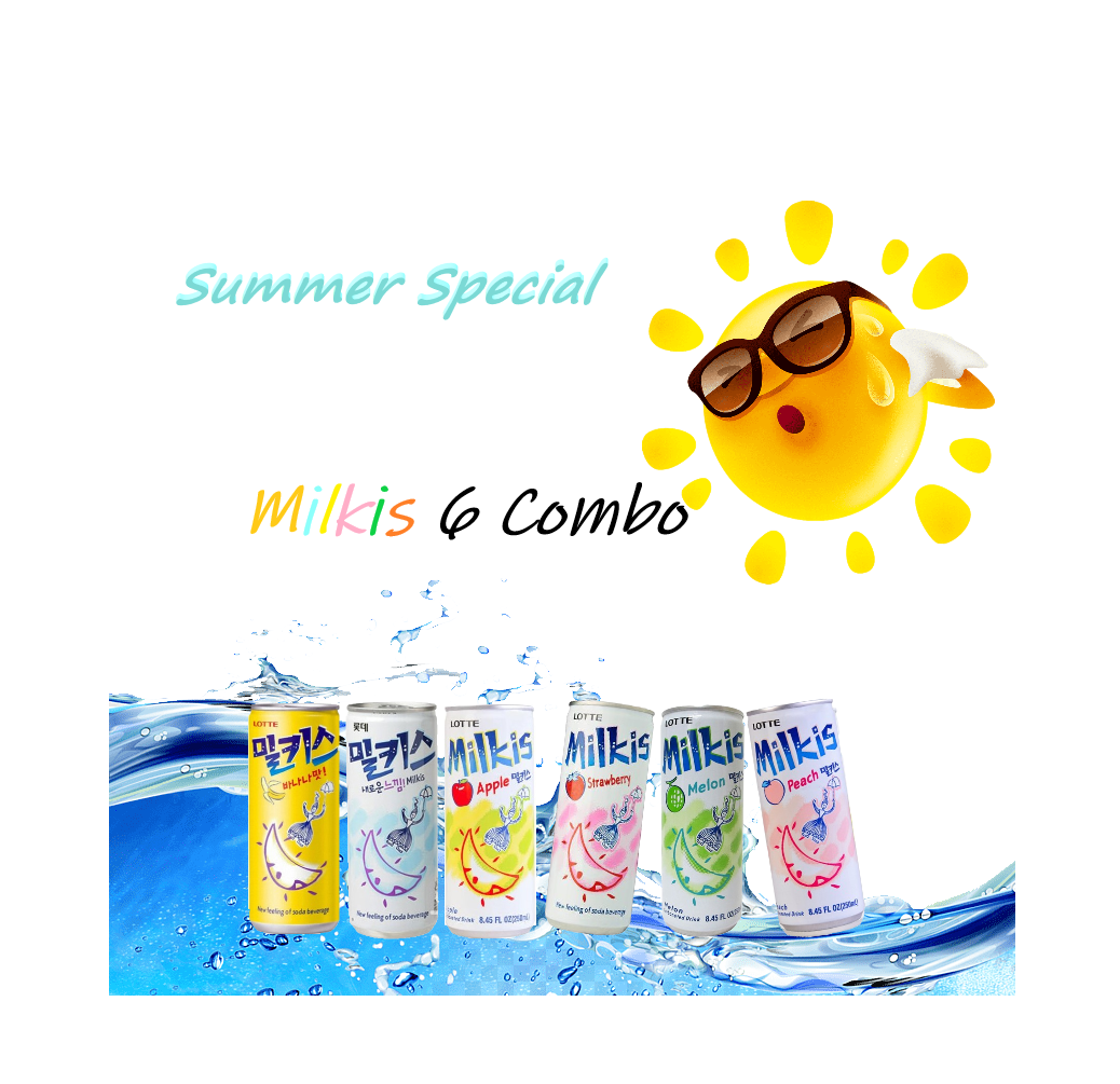 Lotte Milkis 6 Flavors Combo Summer Special (250ml x 6) - Maximum order: 1 - CoKoYam