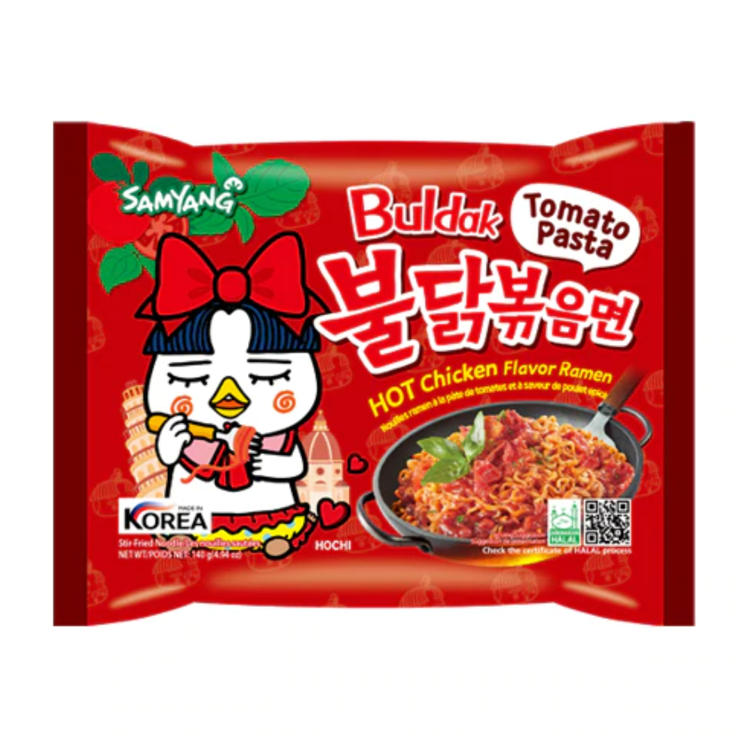 Samyang Hot Chicken Ramen Tomato Pasta Pack - Buldak Ramen (140g, 140gX5PK) - COKOYAM