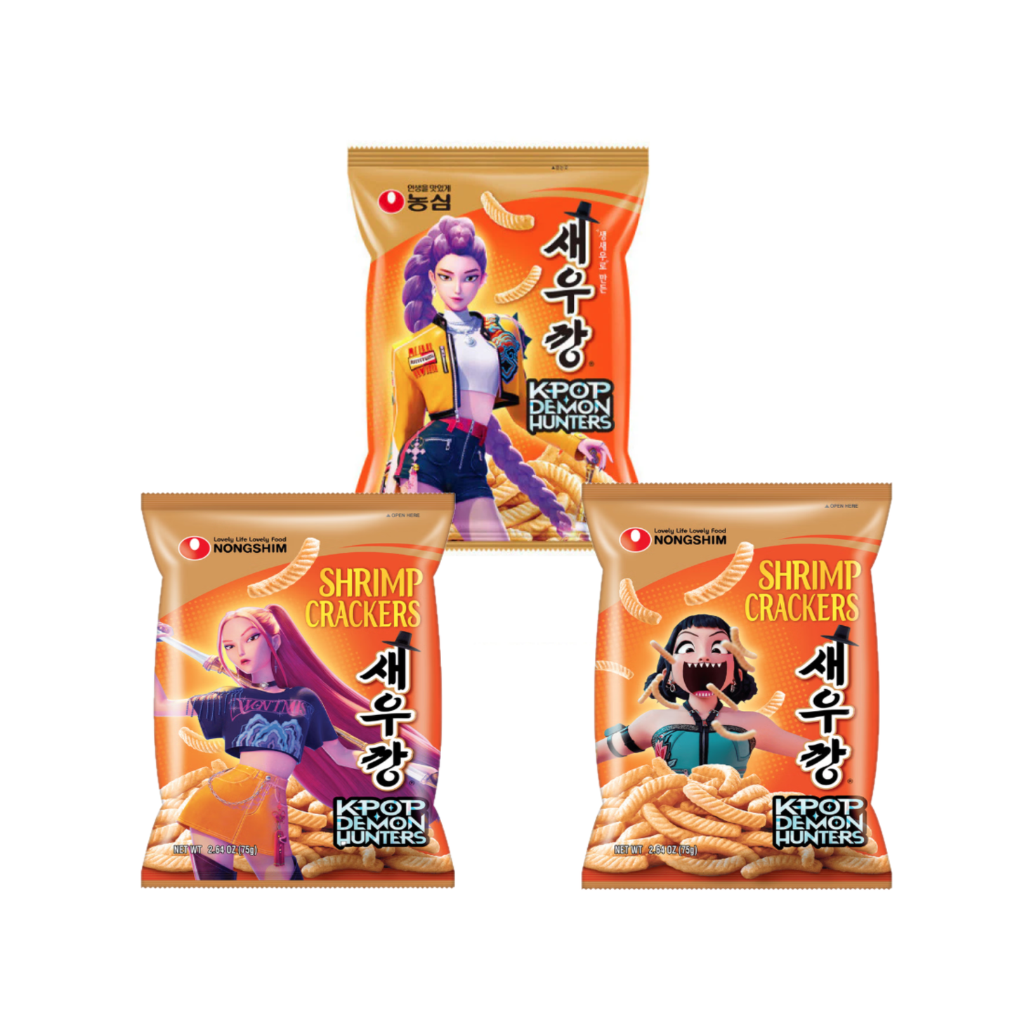 K-POP DEMON HUNTERS NONGSHIM Shrimp Cracker Original 3 Pack