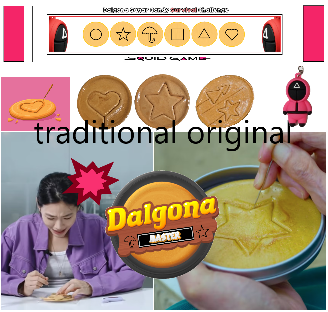 Korean Traditional Street Challenge Sugar Honeycomb Toffee Dalgona - Symbol Clearing Game [BBOP-GI, 뽑기], K-Drama Squid G. / Sugar Candy Challenge [오징어 게임 - Sugar Candy/Cookie Challenge] - Birthday, Halloween, Christmas, Etc.