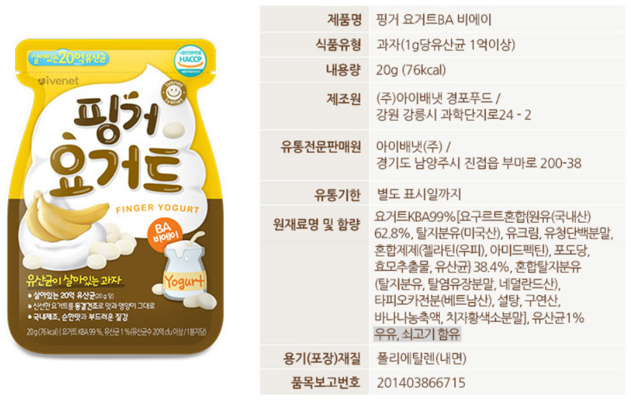 IVENET Bebe Finger Yogurt Snack Banana (20g) - CoKoYam