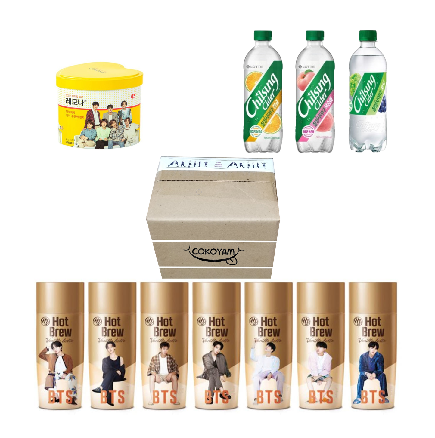 COKOYAM BTS Care Coffee, Lemona & Chilsung Cider Combo Gift Box - [Discounted Item] - COKOYAM