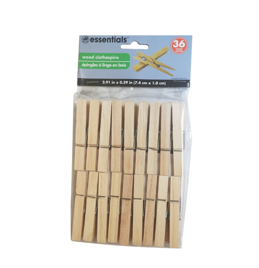 Essentials Wood Clothespins (36 Count) - CoKoYam