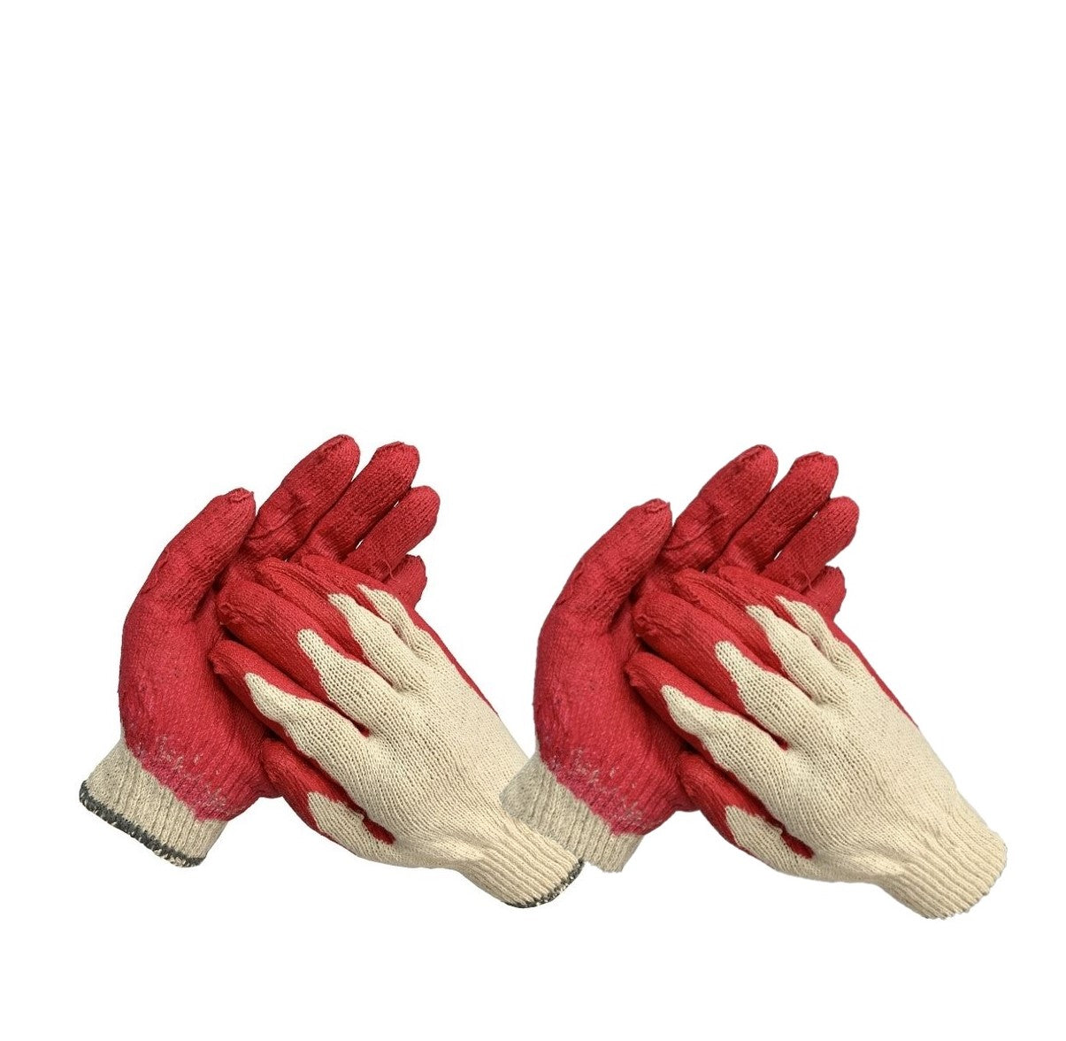 NICE GLOVE String Knit Red Palm Latex Dipped Gloves (2Pairs, 10 Pairs) - COKOYAM