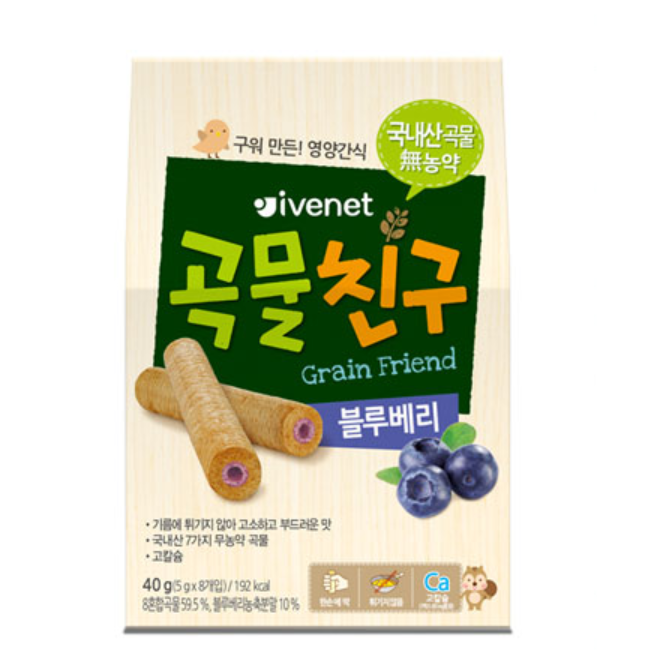 IVENET Bebe Organic Grain Friend Blueberry Roll (40g) - CoKoYam