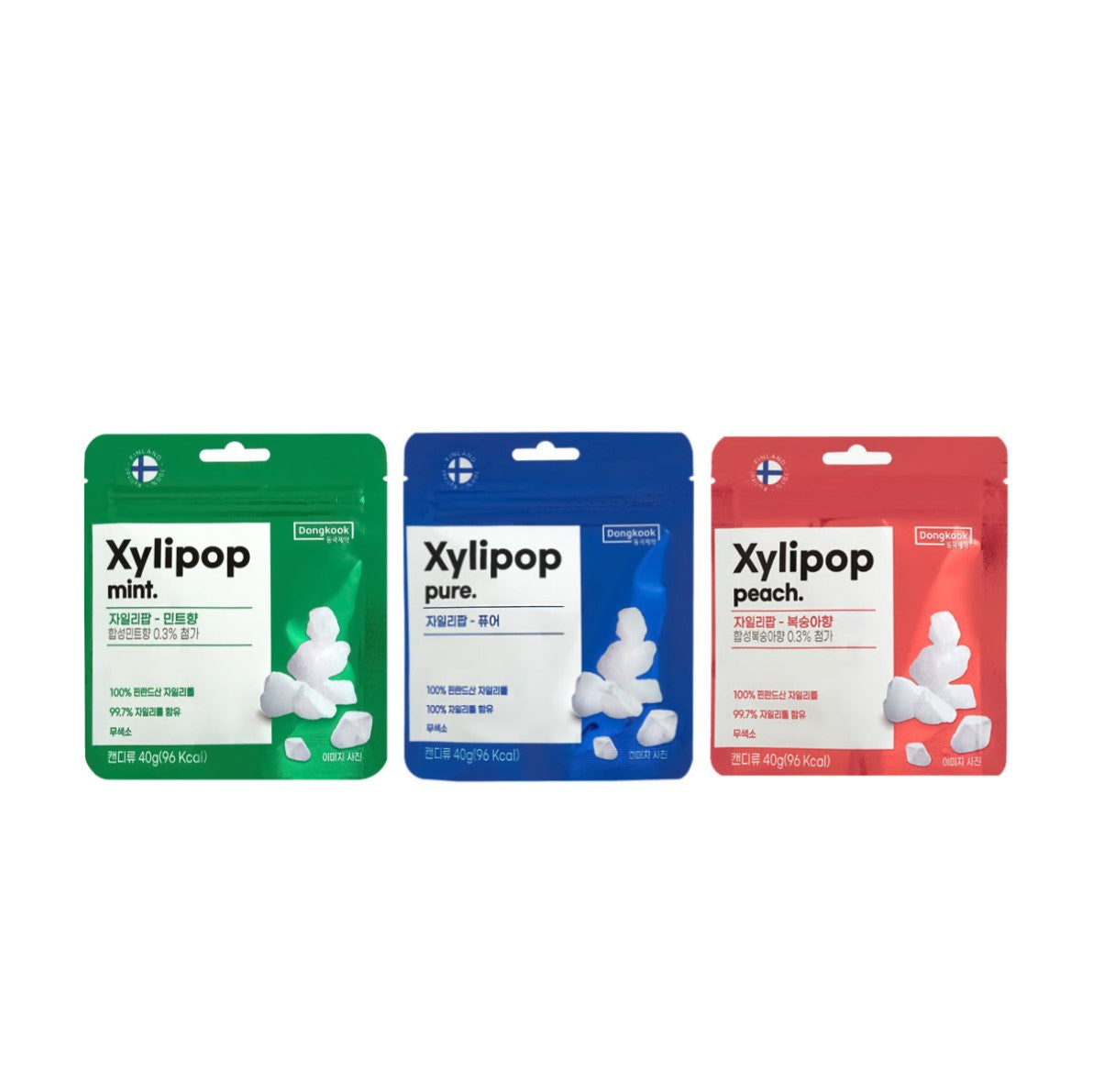 DONGKOOK XYLIPOP Candy 3 Flavors - Mint, Pure, Peach (40g) - COKOYAM