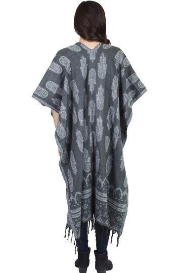 Harmonious Hamsa Fringe Shawl Wrap 41226 - CoKoYam