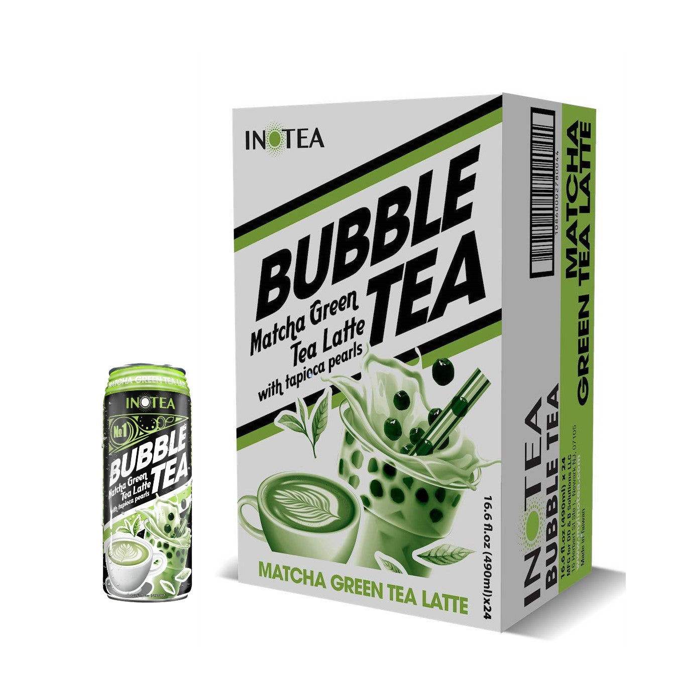 INOTEA Bubble Tea Macha Latte ( 490ml x 1, x 24 ) - COKOYAM