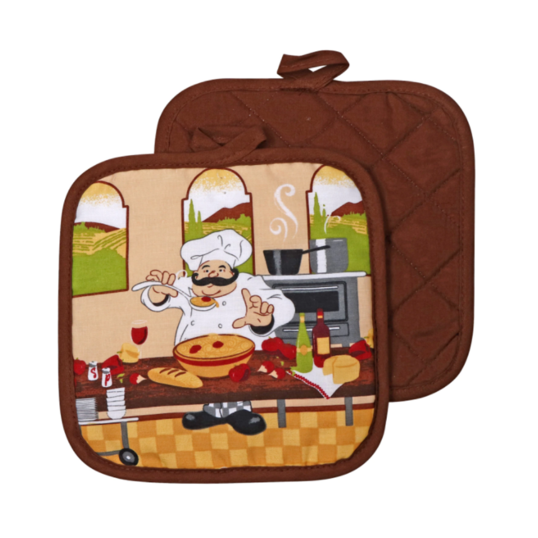 Home Collection Chef-Themed Pot Holders (2 Sets) - COKOYAM