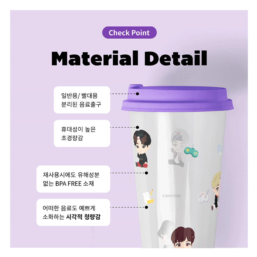 BTS TinyTAN Clear Reusable Tumbler - COKOYAM