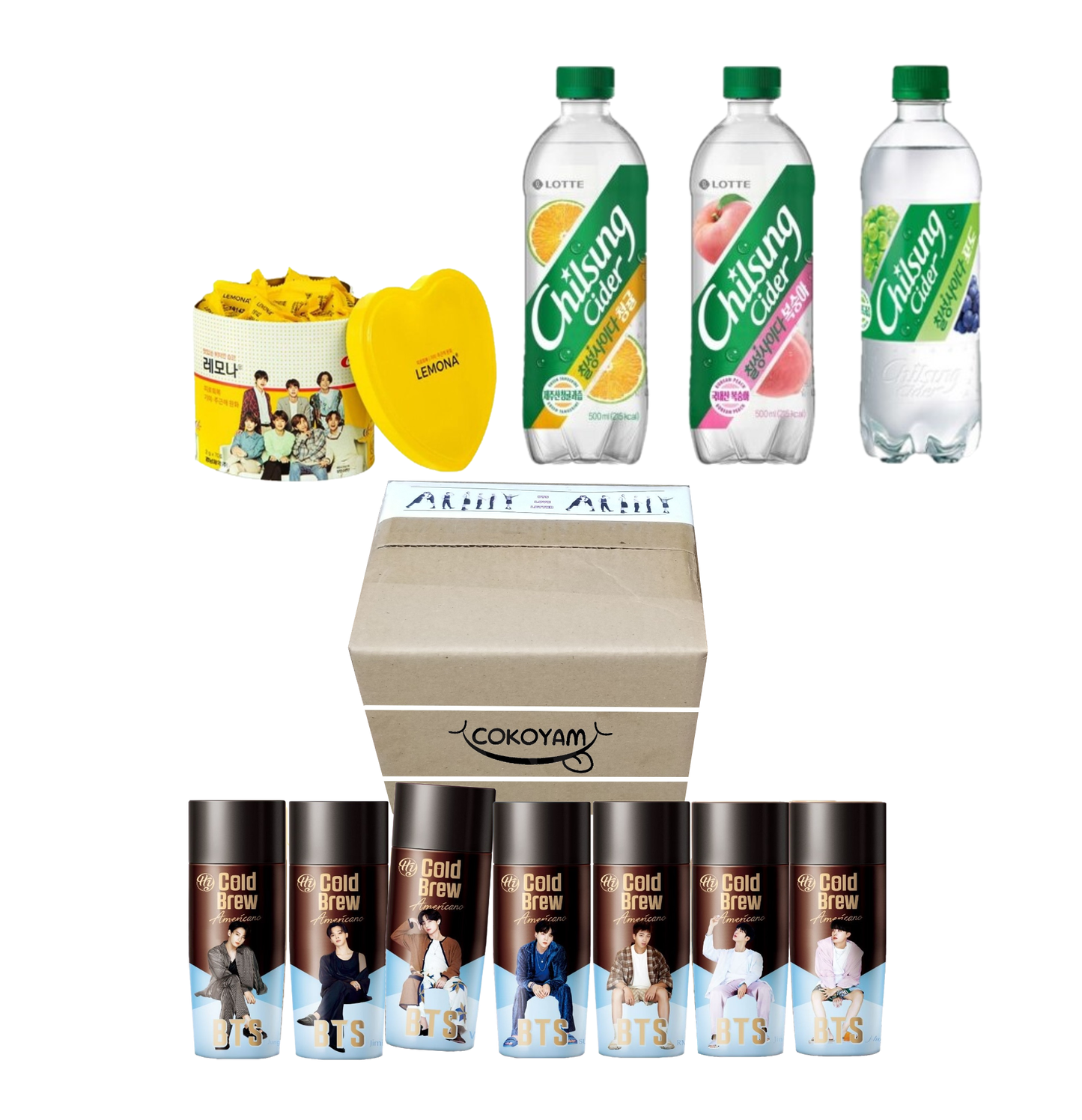 COKOYAM BTS Care Coffee, Lemona & Chilsung Cider Combo Gift Box - [Discounted Item] - COKOYAM