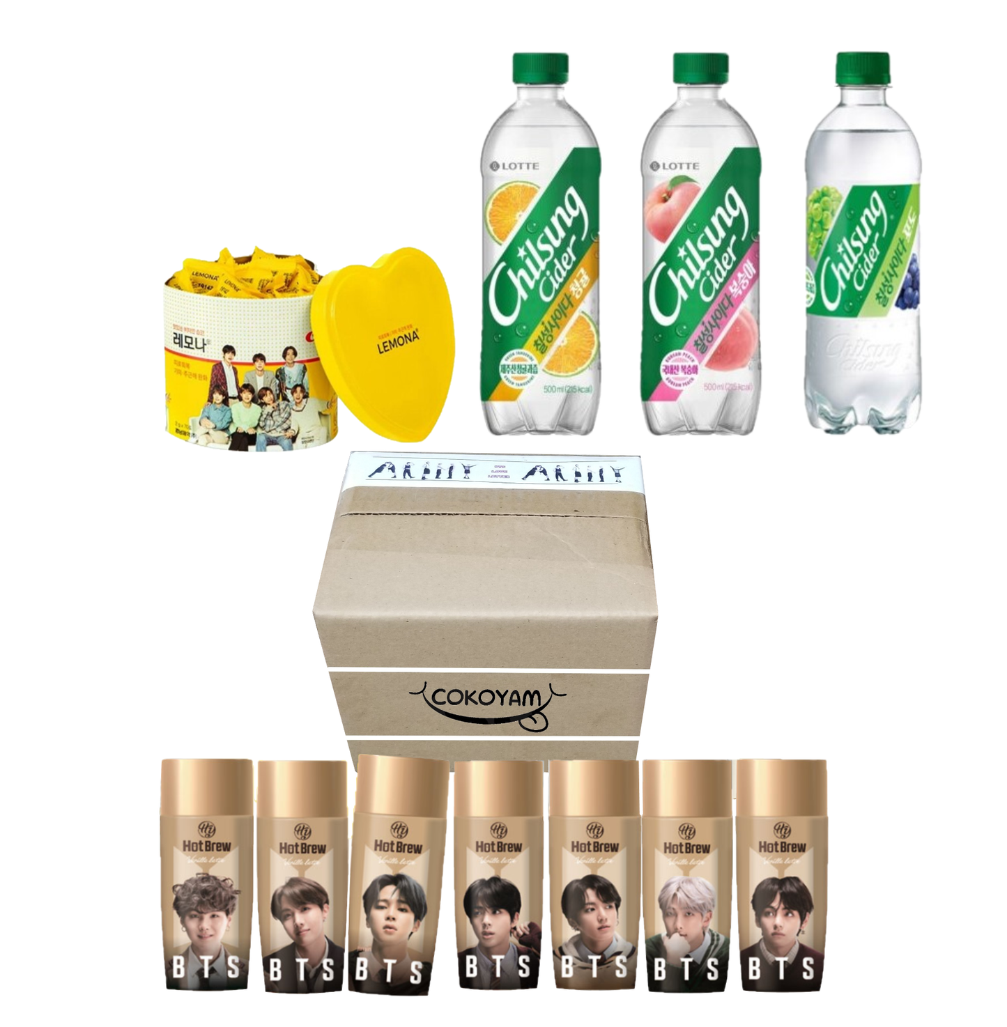 COKOYAM BTS Care Coffee, Lemona & Chilsung Cider Combo Gift Box - [Discounted Item] - COKOYAM