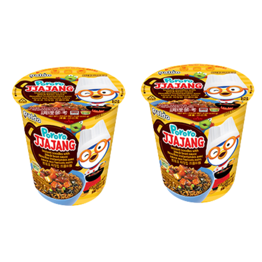 Paldo Pororo Jjajang(Black Bean Sauce) Cup Noodles (65gX2) - CoKoYam