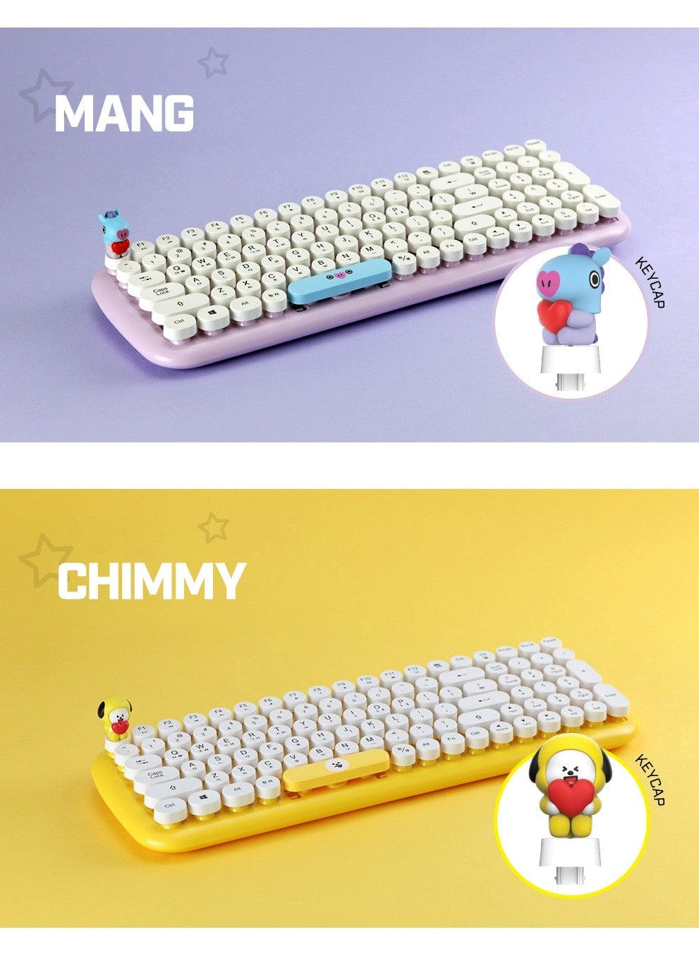 BT21 Official Wireless Retro Keyboard - COKOYAM