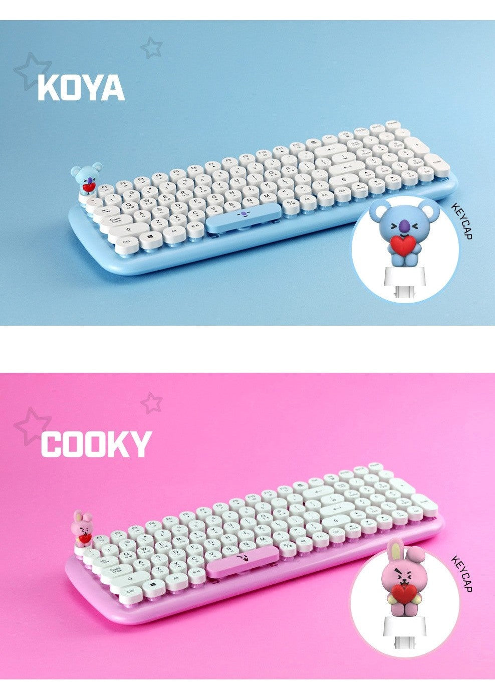 BT21 Official Wireless Retro Keyboard - COKOYAM