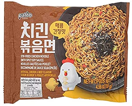 Paldo Stir Fried Chicken Spicy Soy Sauce Noodle (4PK-520g) - CoKoYam